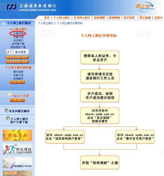 上海浦东发展银行网上银行开通流程1